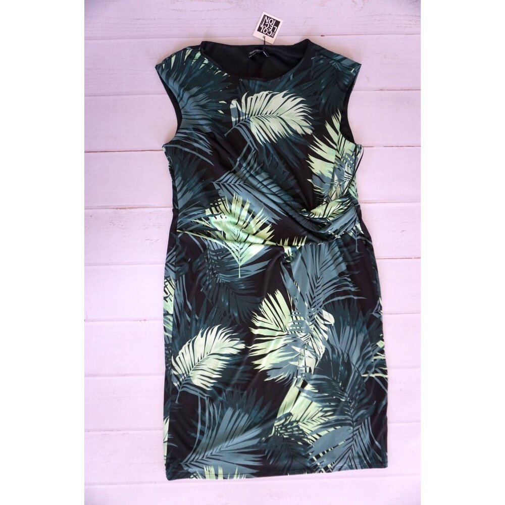 Debenhams The Collection Green Palm Leaf Print Shift Dress - Size 16, NWT